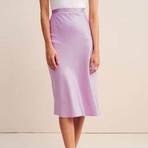 Rouje satin bias cut midi slip skirt